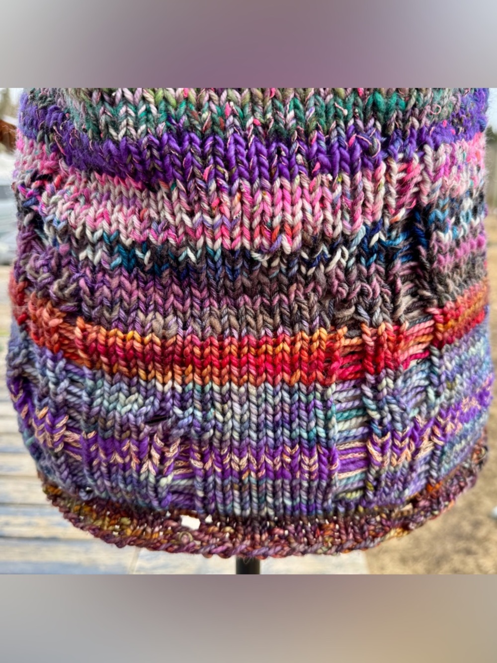 Multicolor Knit Tank Top - Women's Striped Yarn Tank with Destruction - Picture 16 of 17